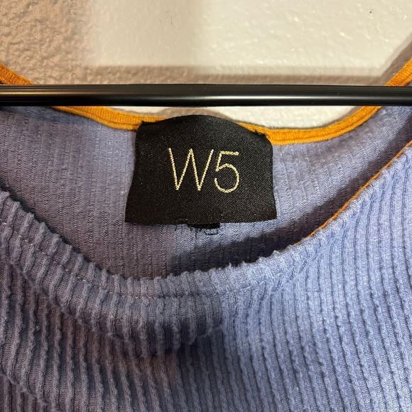 W5 Ribbed Knit Tunic Top Button Accent 3/4 Sleeve Periwinkle Blue Size Unknown - Picture 3 of 4